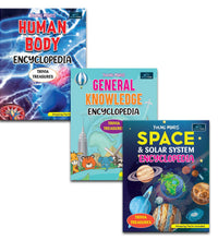 Young Minds Encyclopedia - Set Of 3 - General Knowledge, Space, And Human Body Encyclopedia For Kids