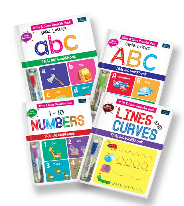The Write & Clean Reusable Tracing Workbook - Set Of 4 Book Innovative And Practical Learning Resource