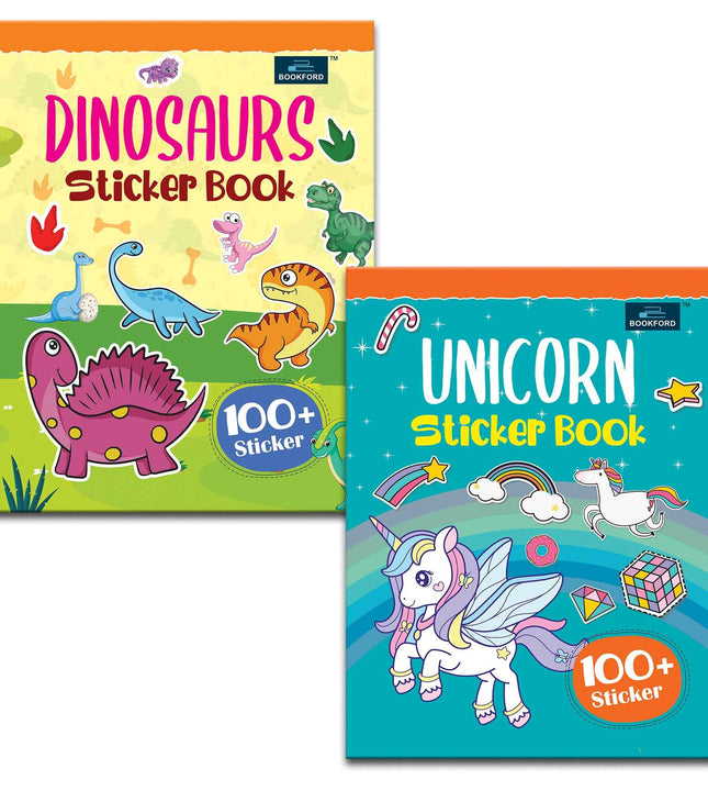 Dinosaurs And Unicorn Sticker Book For Kids - Set Of 2