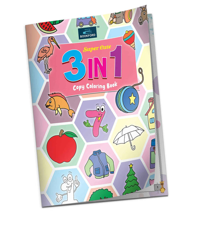 Super Cute 3 In 1 Copy Coloring Book For Kids