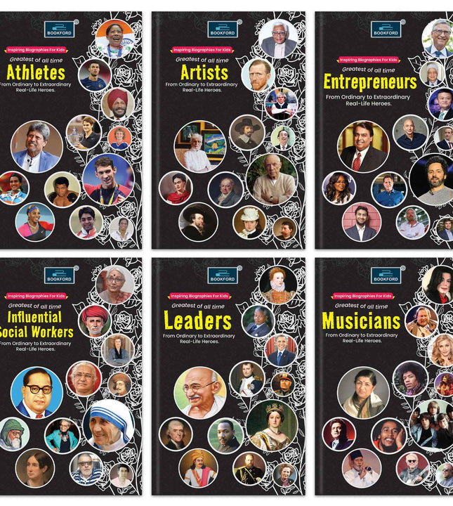 Inspiring biography For Kids Greatest of all time(Set of 6 books)-Athletes,  Artists, Entrepreneurs,  Influential Social Workers, Leaders, Musicians