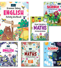 Activity Workbook Ages 10+ & 11+ (Set of 6 books)-Grammar Galaxy English, Clever Calculators Maths, Wonder Wizards Science