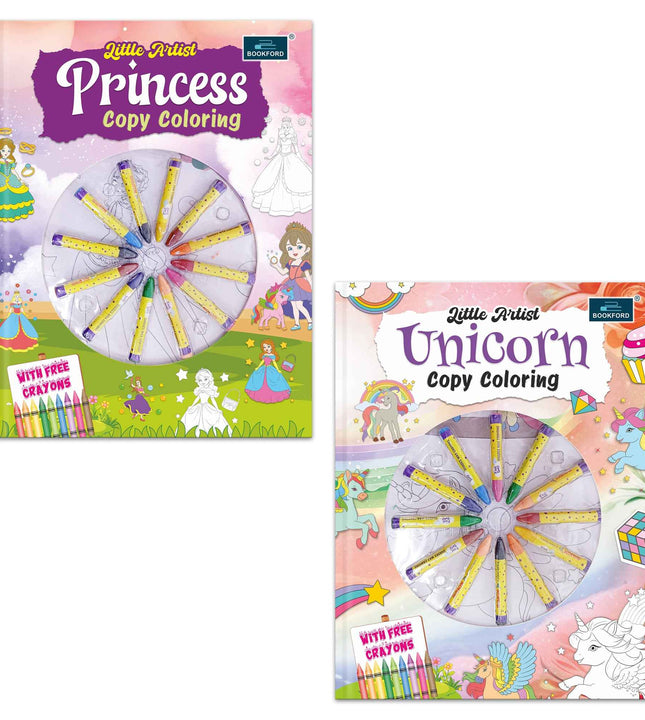 Little Artist Copy coloring for kids (set of 2 books) - Unicorn, Princess coloring book