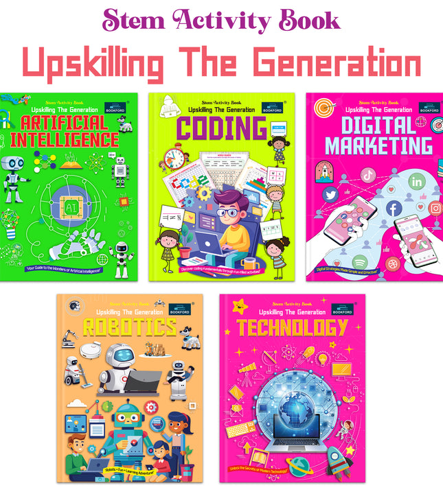 Stem Activity Book Upskilling The Generation for kids (Set of 5 books) - Artificial Intelligence, Coding, Digital Marketing, Robotics, Technology