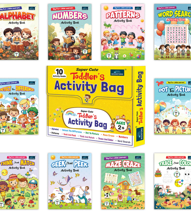 Super Cute Toddler's Activity Bag Set Of 10 Activity Books For Kids| Gift Bag For Children