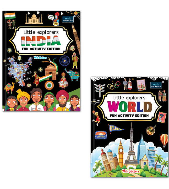 Little explorers Fun Activity Edition Books - Set of 2 - INDIA, WORLD activity book for kids