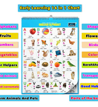 16 in 1 Vegetables Educational Chart For Kids (16 Charts front back ) 36 x 50 cm - Children Spiral Wall Picture Chart