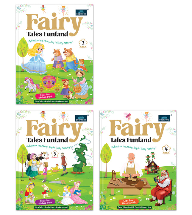 Fairy Tales Funland - Part 1, 3 & 4 (Set of 3): Fun Story + Activity Books with Free Stickers - Enjoy Fairy Tales, English Fun & Creative Learning for Kids
