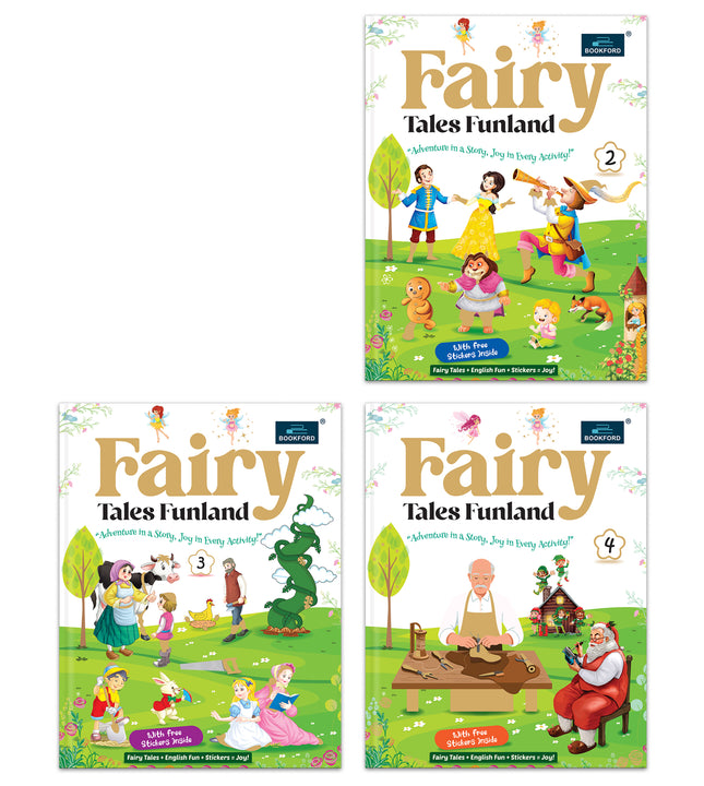 Fairy Tales Funland - Part 2, 3 & 4 (Set of 3): Fun Story + Activity Books with Free Stickers - Classic Fairy Tales, English Practice & Creative Fun for Kids