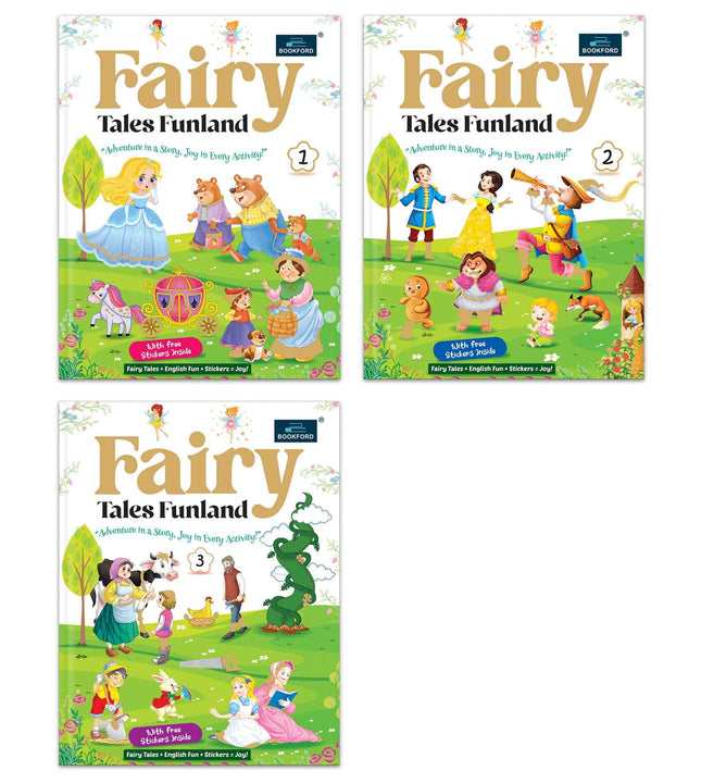 Fairy Tales Funland - Part 1, 2 & 3 (Set of 3): Fun Story + Activity Books with Free Stickers - Magical Tales, English Activities & Creative Fun for Kids