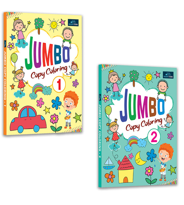 Jumbo Copy coloring Part 1 and 2 (set of 2) for kids and childrens-funcoloring book
