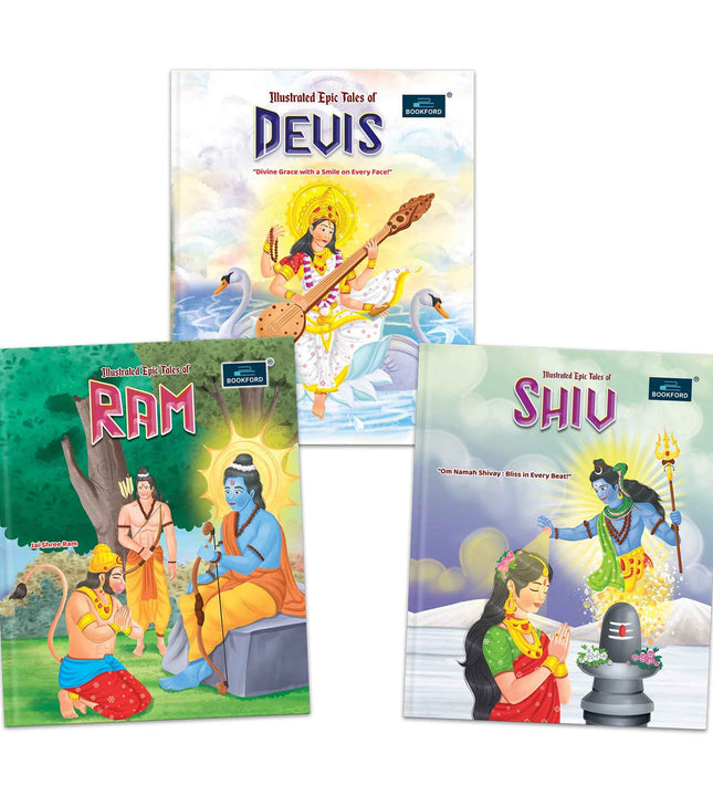 Illustrated Tales of Ram, Shiv & Devis (Set of 3 Books) - Divine Legends and Sacred Adventures with Mythological Heroes Filled with Stunning Illustrations