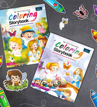 Fairytales Coloring Storybooks - Set of 2 (Parts 2 & 3) - Includes Pinocchio, Rapunzel, Snow White & The Frog Prince