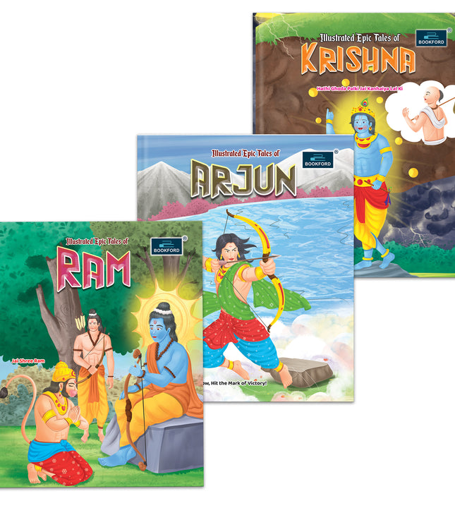 Illustrated Tales of Arjun, Krishna & Ram (Set of 3 Books) - Divine Valor and Timeless Stories Filled with Stunning Mythological Illustrations and Sacred Legends