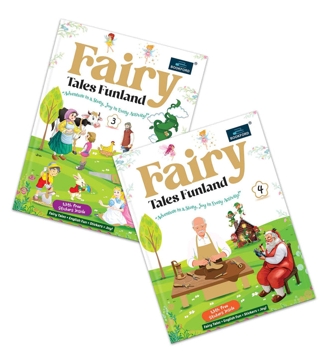 Fairy Tales Funland - Part 3 & 4 (Set of 2): Fun Story + Activity Books with Free Stickers - Enjoy Fairy Tales, English Practice & Creative Learning for Kids