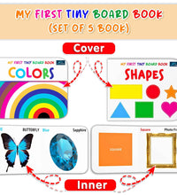 My First Tiny Board book-Wild & Domestic Animals, Birds, Colors, shapes and Vehicles (Set of 5) for Kids