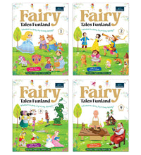 Fairy Tales Funland - Part 1 to 4 (Set of 4): Fun Story + Activity Books with Free Stickers - Complete Fairy Tale Collection with English Practice & Activities