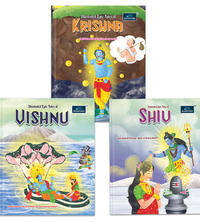 Illustrated Tales of Krishna, Vishnu & Shiv (Set of 3 Books) - Divine Wisdom and Mythological Strength Filled with Legendary Stories and Beautiful Illustrations