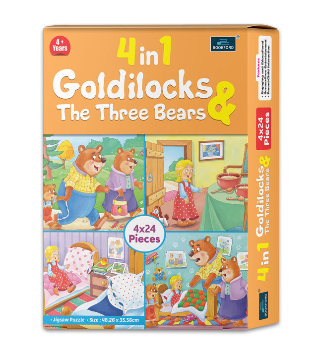 4 In 1 Goldilocks And Three Bear Jigsaw Puzzle Game & Fun And Learning 96 Pieces