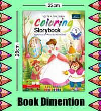 Fairytales Coloring Storybooks - Set of 4 (Parts 1 to 4) - Includes Cinderella, Beauty and the Beast, Pinocchio, Rapunzel, Snow White, Frog Prince, Pied Piper & Princess and the Pea