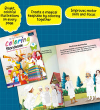 Fairytales Coloring Storybooks - Set of 3 (Parts 1, 2 & 4) - Includes Cinderella, Beauty and the Beast, Pinocchio, Rapunzel, Pied Piper & Princess and the Pea
