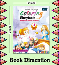 Fairytales Coloring Storybooks - Set of 3 (Parts 1, 3 & 4) - Includes Cinderella, Beauty and the Beast, Snow White, Frog Prince, Pied Piper & Princess and the Pea