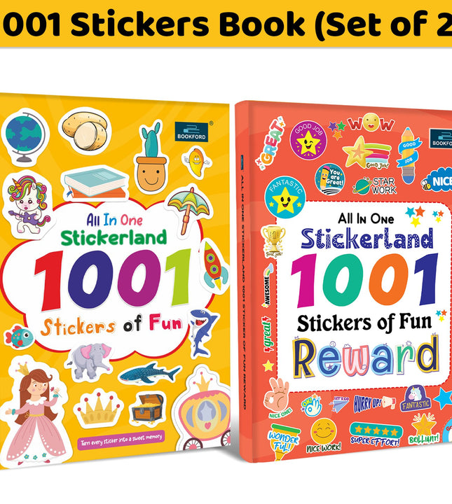 Sticker Book For Kids 1001 All-in-One Sticker Book Stickerland 1001 Reward Books – Set of 2 Creative Sticker Activity & Reward Books for Kids